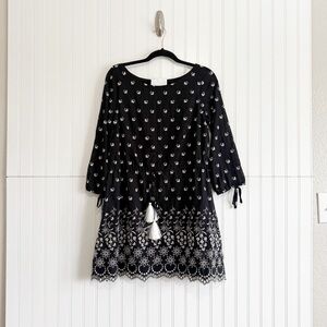 Athena Procopiou Size 1 Black Floral Embroidered Dress